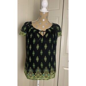Vtg Apt 9 Y2K Sheer Mesh Top Forest Fairy Whimsigoth Dark Romantic Small